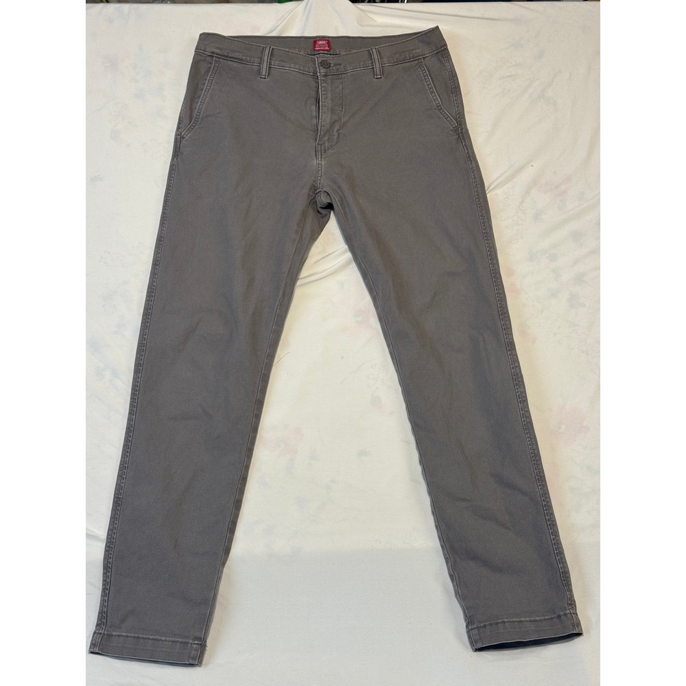 Levis XX Chino Standard Taper Pants Mens 34x29 Gray Stretch Twill Casual 80540